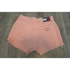Tommy Jeans Ladies Pink Quartz Cut Off High Rise Denim Jean Shorts 28 Y2K Cotton